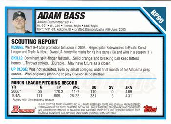 2007 Bowman - Prospects Gold #BP99 Adam Bass Back