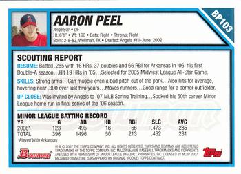 2007 Bowman - Prospects Gold #BP103 Aaron Peel Back