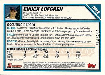 2007 Bowman - Prospects Orange #BP28 Chuck Lofgren Back