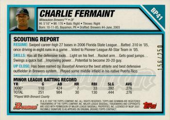 2007 Bowman - Prospects Orange #BP41 Charlie Fermaint Back