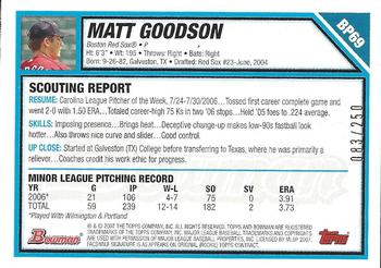 2007 Bowman - Prospects Orange #BP69 Matt Goodson Back