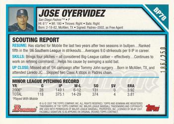 2007 Bowman - Prospects Orange #BP78 Jose Oyervidez Back