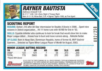 2007 Bowman - Prospects Orange #BP90 Rayner Bautista Back