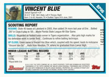 2007 Bowman - Prospects Orange #BP96 Vincent Blue Back