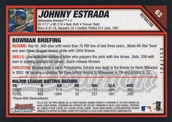 2007 Bowman Chrome - Blue Refractors #63 Johnny Estrada Back