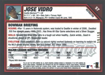 2007 Bowman Chrome - Gold Refractors #57 Jose Vidro Back