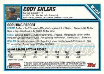2007 Bowman Chrome - Prospects #BC158 Cody Ehlers Back