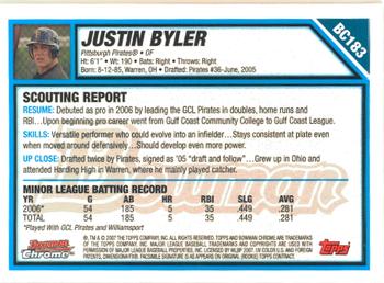 2007 Bowman Chrome - Prospects #BC183 Justin Byler Back