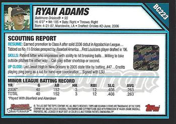 2007 Bowman Chrome - Prospects #BC223 Ryan Adams Back