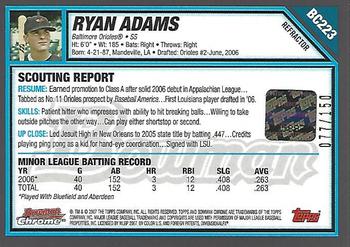 2007 Bowman Chrome - Prospects Blue Refractors #BC223 Ryan Adams Back