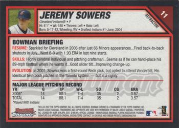 2007 Bowman Chrome - Refractors #11 Jeremy Sowers Back