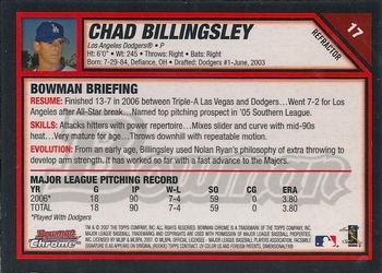 2007 Bowman Chrome - Refractors #17 Chad Billingsley Back
