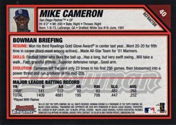 2007 Bowman Chrome - Refractors #40 Mike Cameron Back