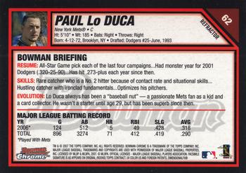 2007 Bowman Chrome - Refractors #62 Paul Lo Duca Back