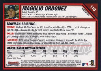 2007 Bowman Chrome - Refractors #110 Magglio Ordonez Back