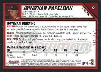 2007 Bowman Chrome - X-Fractors #6 Jonathan Papelbon Back