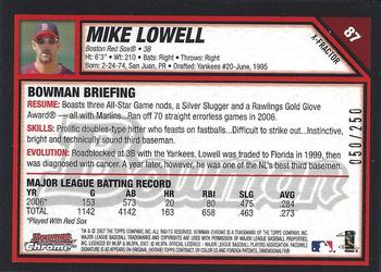 2007 Bowman Chrome - X-Fractors #87 Mike Lowell Back