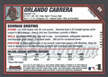 2007 Bowman Chrome - X-Fractors #89 Orlando Cabrera Back
