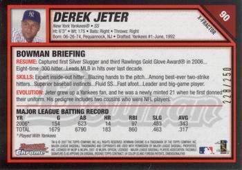 2007 Bowman Chrome - X-Fractors #90 Derek Jeter Back