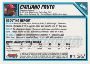 2007 Bowman Draft Picks & Prospects - Chrome Prospects #BDPP70 Emiliano Fruto Back