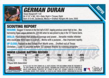 2007 Bowman Draft Picks & Prospects - Chrome Prospects #BDPP88 German Duran Back