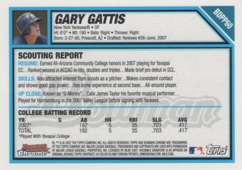 2007 Bowman Draft Picks & Prospects - Chrome Prospects #BDPP60 Gary Gattis Back