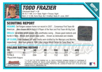 2007 Bowman Draft Picks & Prospects - Chrome Prospects #BDPP128 Todd Frazier Back