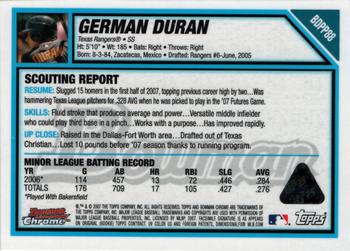 2007 Bowman Draft Picks & Prospects - Chrome Prospects Printing Plates Cyan #BDPP88 German Duran Back