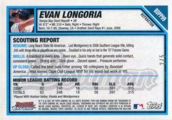 2007 Bowman Draft Picks & Prospects - Chrome Prospects Red Refractors #BDPP99 Evan Longoria Back