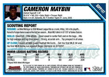 2007 Bowman Draft Picks & Prospects - Chrome Prospects Refractors #BDPP107 Cameron Maybin Back