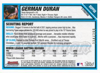 2007 Bowman Draft Picks & Prospects - Chrome Prospects X-Fractors #BDPP88 German Duran Back