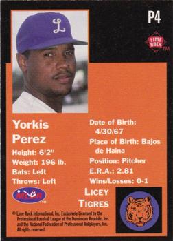 1993 Lime Rock Dominican Winter League - Promos #P4 Yorkis Perez Back