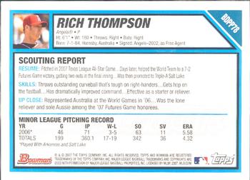 2007 Bowman Draft Picks & Prospects - Prospects #BDPP78 Rich Thompson Back