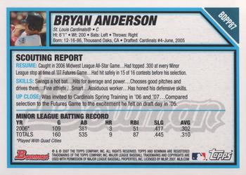 2007 Bowman Draft Picks & Prospects - Prospects #BDPP87 Bryan Anderson Back
