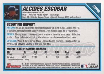 2007 Bowman Draft Picks & Prospects - Prospects #BDPP90 Alcides Escobar Back
