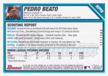 2007 Bowman Draft Picks & Prospects - Prospects Blue #BDPP66 Pedro Beato Back
