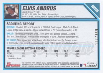 2007 Bowman Draft Picks & Prospects - Prospects Blue #BDPP86 Elvis Andrus Back