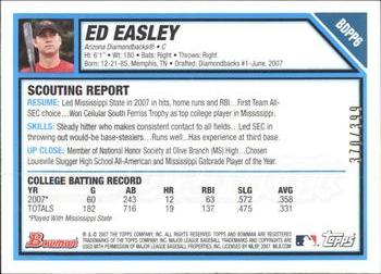 2007 Bowman Draft Picks & Prospects - Prospects Blue #BDPP6 Ed Easley Back