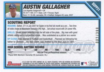2007 Bowman Draft Picks & Prospects - Prospects Blue #BDPP21 Austin Gallagher Back