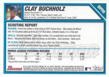 2007 Bowman Draft Picks & Prospects - Futures Game Prospects Jerseys #BDPP69 Clay Buchholz Back
