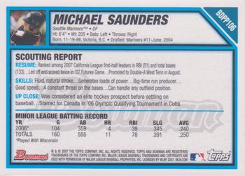 2007 Bowman Draft Picks & Prospects - Futures Game Prospects Jerseys #BDPP106 Michael Saunders Back