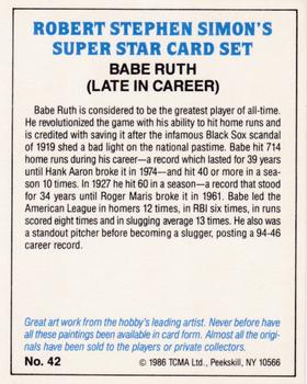 1986 TCMA Simon's Super Stars #42 Babe Ruth Back