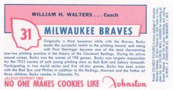 1988 JALFCO 1954 Johnston Cookies Reprints #NNO Bucky Walters Back