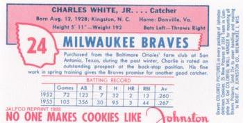 1988 JALFCO 1954 Johnston Cookies Reprints #NNO Charlie White Back