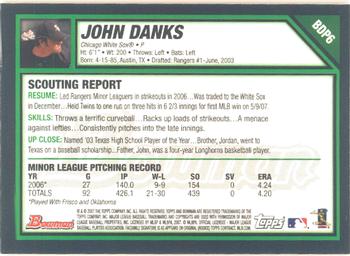 2007 Bowman Draft Picks & Prospects - Gold #BDP6 John Danks Back