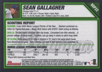 2007 Bowman Draft Picks & Prospects - Gold #BDP22 Sean Gallagher Back