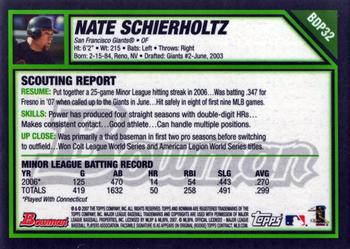 2007 Bowman Draft Picks & Prospects - Gold #BDP32 Nate Schierholtz Back