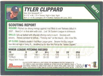 2007 Bowman Draft Picks & Prospects - Gold #BDP41 Tyler Clippard Back