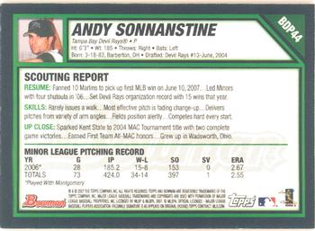 2007 Bowman Draft Picks & Prospects - Gold #BDP44 Andy Sonnanstine Back
