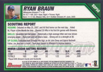 2007 Bowman Draft Picks & Prospects - Gold #BDP50 Ryan Braun Back